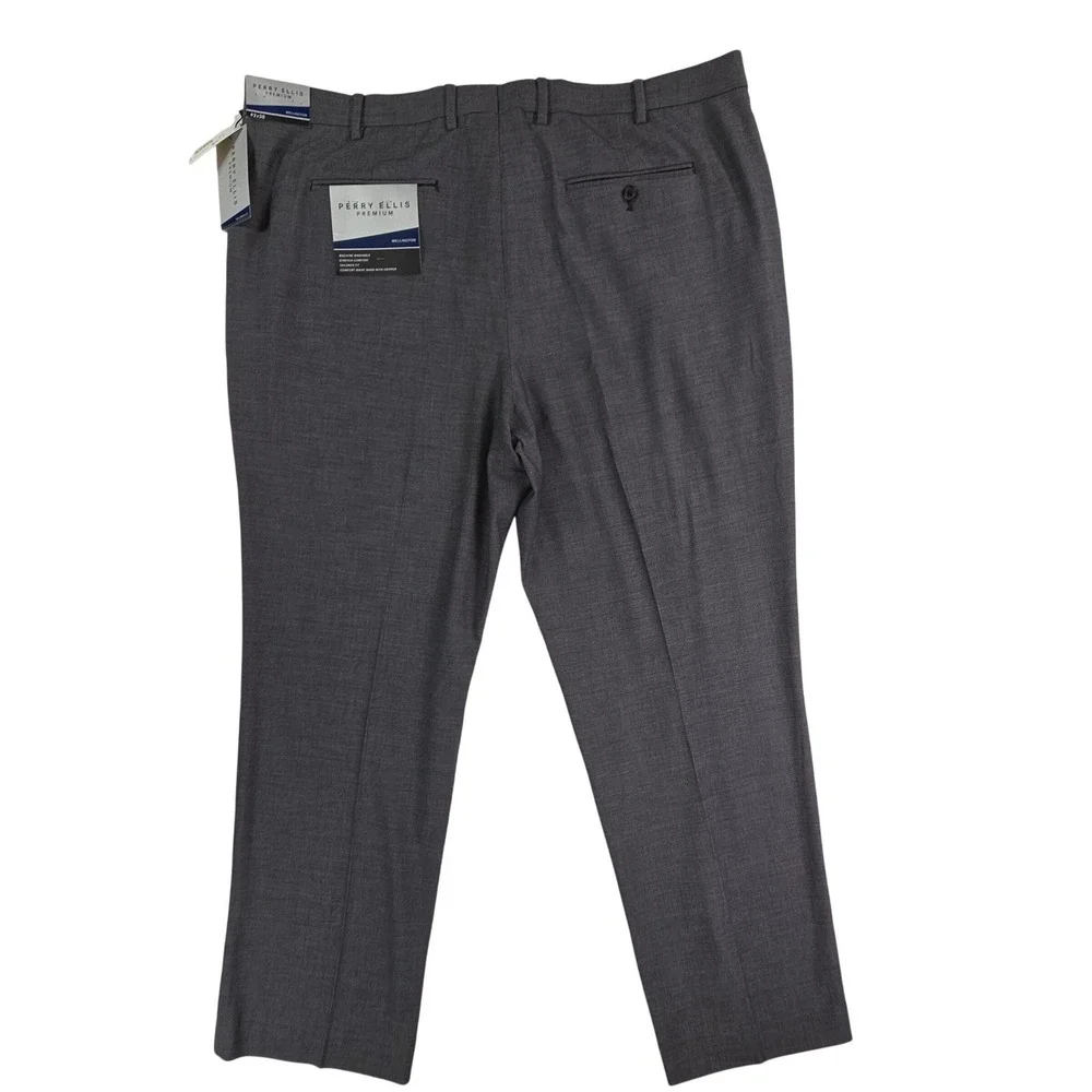 Perry Ellis Premium Wellington Mens Dress Pants 42x30 Charcoal Grey Tailored Fit